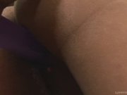 Lonely ebony babe stuffs herself with a dildo 12/16