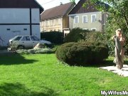 Old mother in law sucks and rides him outside 3/16