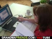 Mature boss takes two cocks at office 2/16