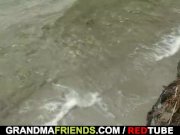 Two buddies bang granny near lake 1/16