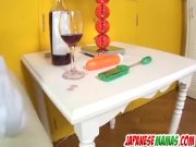 Mecumi plays with a stiff toy on her creamy 6/16