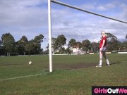 Pigtailed lesbian soccer player gets her hairy cunt licked 1/16