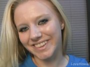 Cute blonde with huge natural melons