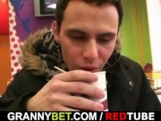 Huge titted granny tastes yummy cock 1/16