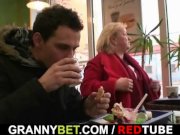 Huge titted granny tastes yummy cock 3/16