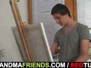 Old bitch is banged by two young painters 4/16