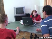 Threesome office fucking with granny 4/16
