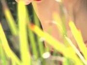 Blonde babe Dahlia Sky plays with herself outdoors 2/16