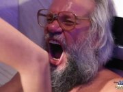 Young horny therapist hard fucking beard old man into the bathroom 15/16