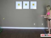 Two beautiful ladies strip while playing toss the balls 8/16