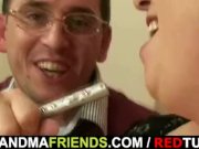 Two buddies seduce chubby mature bitch 2/16