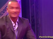 threesome orgy on public stage 4/16