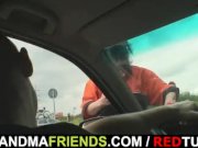 Two dudes pick up old bitch and screw her hard 2/16