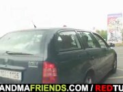 Two dudes pick up old bitch and screw her hard 5/16