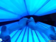 teen latina college student gives  lesbian pussy a massage in tanning bed 13/16