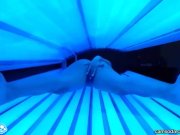 teen latina college student gives  lesbian pussy a massage in tanning bed 14/16