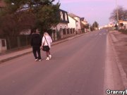 70 years old granny in stockings riding 3/16