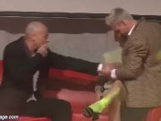 threesome porn orgy on public stage 2/16