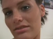 Rubbing the shaved pussy against the erected sausage 11/16