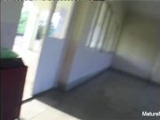 Blonde grandma gets some cum on her glasses 2/16