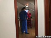 Granny offers her old body for 2 guys 3/16