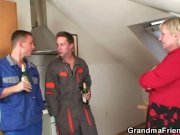 Granny offers her old body for 2 guys 9/16