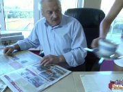 Young maid mouth full of cumshot after fucking boss old cock on the office 2/16