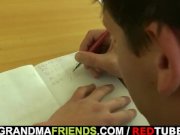 Two dudes bang nasty old teacher 3/16