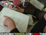 Two dudes bang nasty old teacher 5/16