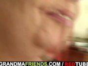 Plump mature bitch takes two young cocks 4/16