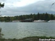 Old grandma and boys teen 3some outdoors 5/16