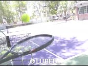 LUBED - Redhead Anny Aurora lift her short skirt to lube up her pussy 1/16