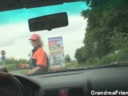 Old mature picked up and double fucked outside 4/16