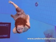 Redhead Katka playing underwater 2/16