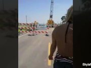 Behind the scenes racing with busty MILF Shyla 2/16