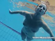 Underwater Show - redheaded cutie swimming nude in the pool 10/16
