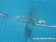 Underwater Show - redheaded cutie swimming nude in the pool 16/16