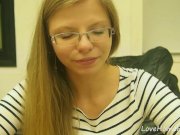 Floozy with a long hair reveals her panties 2/16