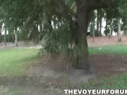 Petite teen flashing her tits outdoors 7/16