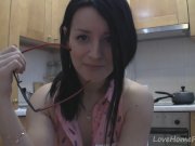 Splendid teen with glasses chatting in the kitchen 11/16