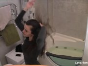 Spying on the skinny babe in the bathroom 2/16