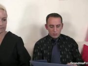 Old bitch swallows two dicks for work 7/16