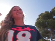 Behind the scenes with busty blonde Samantha Saint 9/16