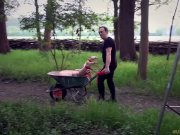 Pierced big tits slut humiliation fuck in bondage forest 10/16