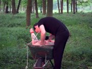 Pierced big tits slut humiliation fuck in bondage forest 7/16