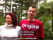 Amateur Horny Redhead Blows Boyfriend Outdoor Woods 2/16