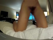 Brunette pornstar Dani Daniels plays with her hairy pussy 8/16