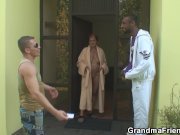 Hot old lady takes two cocks at once 6/16