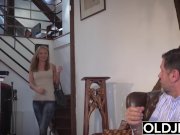 Grandpa fucks his beautiful  girlfriend pussy mouthful of cum 1/16