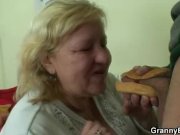 Young guy picks up huge old grandma in cafe 13/16